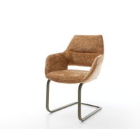 Freischwinger Yago-Flex mit Armlehnen Chenille Rost Freischwinger flach Effektfinish Titan Taschenfederkern