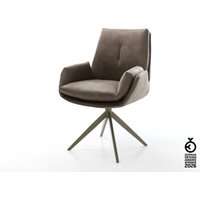 Drehstuhl Clea-Flex Mikrofaser Taupe Vintage Kreuzgestell breit Effektfinish Titan 360 drehbar Wippfunktion – Bild 2