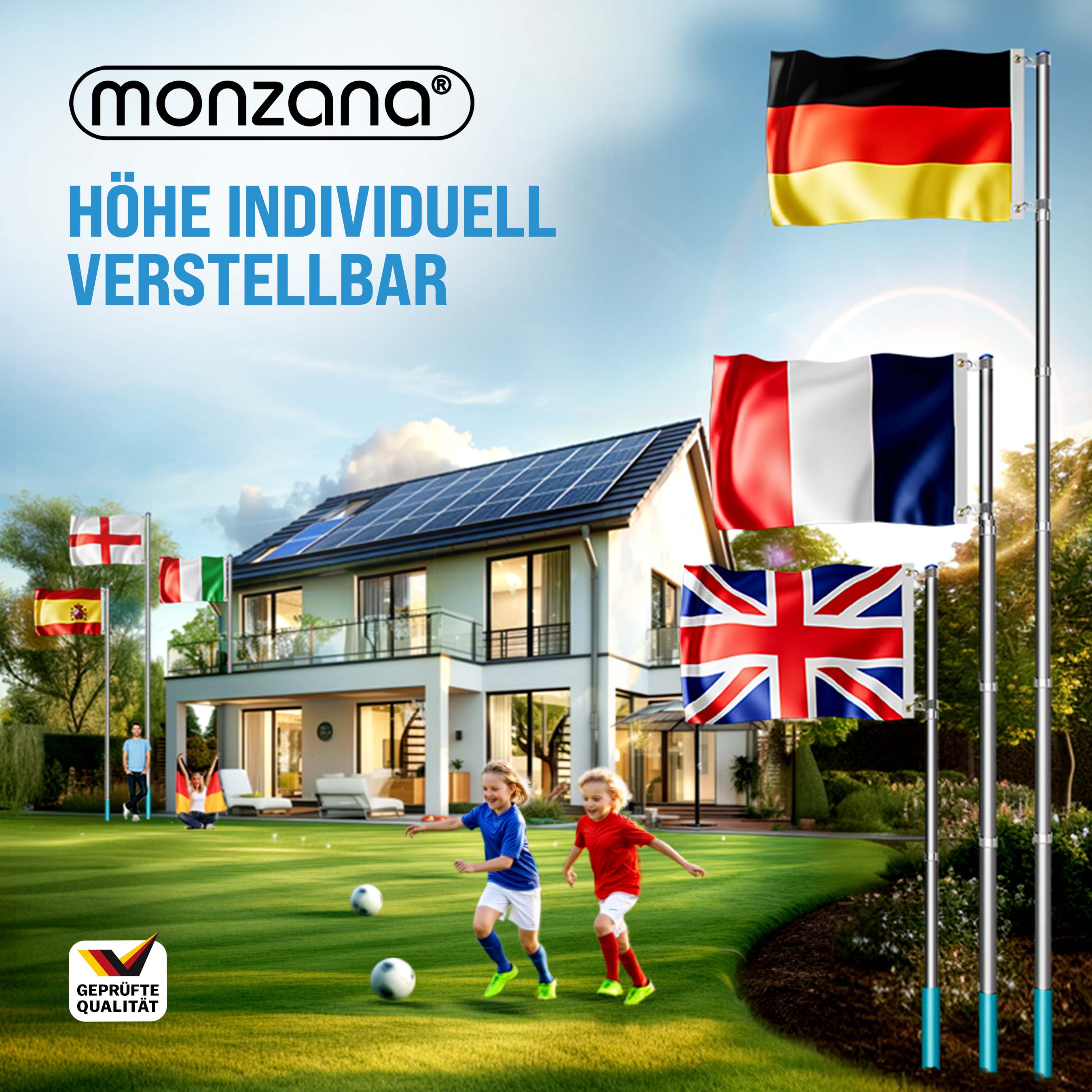 monzana Fahnenmast Alu 630cm inkl England/UK-Flagge – Bild 3