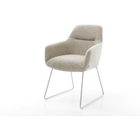 Esszimmerstuhl Pejo-Flex Webstoff Soft Beige Kufengestell Edelstahl Taschenfederkern