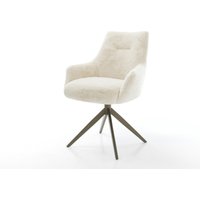 Drehstuhl Alja-Flex mit Armlehnen Plüsch Creme-Weiß Kreuzgestell breit Effektfinish Titan 360 drehbar Wippfunktion Taschenfederkern