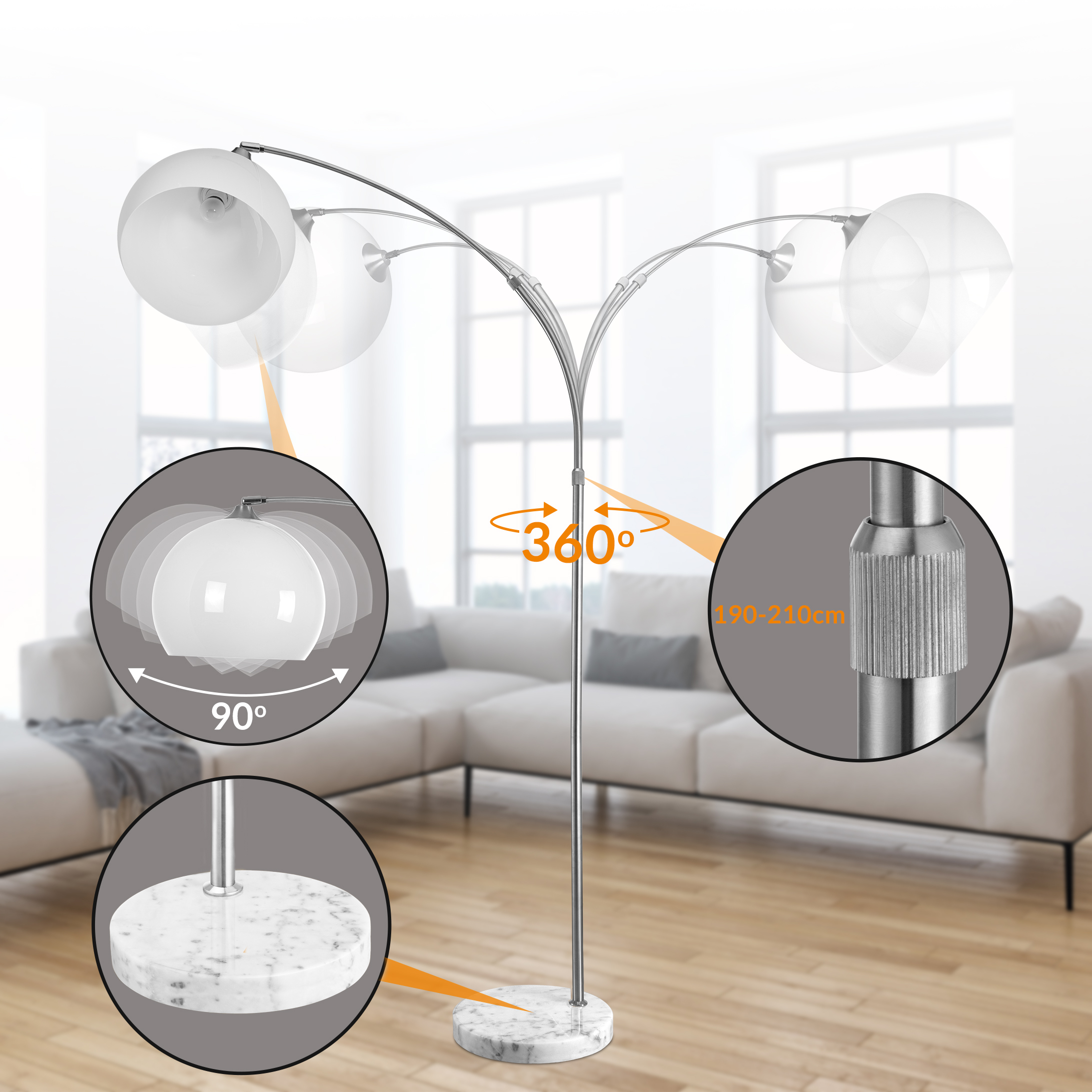 monzana 105413 Bogenlampe Silber – Bild 2