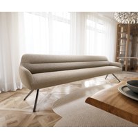 Esszimmerbank Taya-Flex 300 cm Bouclé Schlamm Kreuzgestell kantig Graphit Taschenfederkern