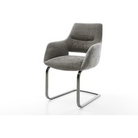 Freischwinger Yago-Flex mit Armlehnen Bouclé Soft Schlamm Freischwinger flach Graphit Taschenfederkern