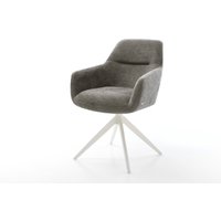 Drehstuhl Pejo-Flex Bouclé Soft Schlamm Kreuzgestell breit Weiß 360 drehbar Wippfunktion Taschenfederkern