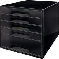 LEITZ Schubladenbox WOW CUBE, 5 Schübe, schwarz/dunkelgrau