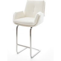 Barstuhl Clea-Flex Bouclé Soft Beige Freischwinger Flach Edelstahl Silberfarben