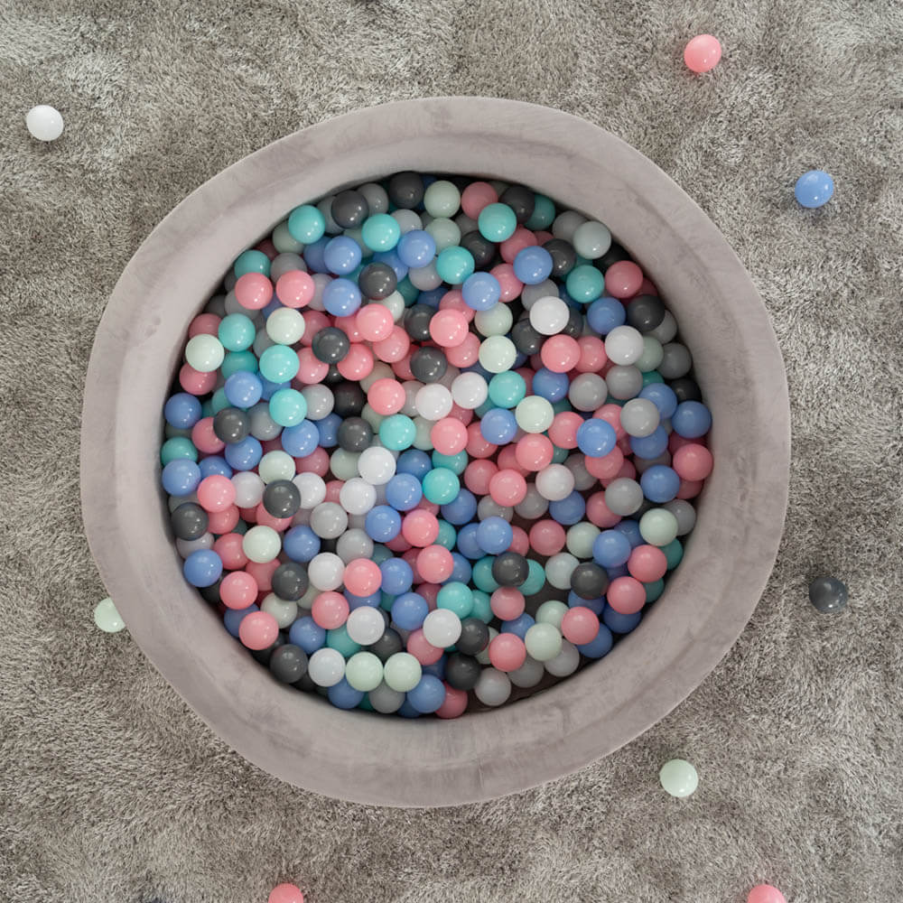 Bällebad Samt inkl. Spielbälle Pastell TWIRL - 100 x 100 cm Grau – Bild 3