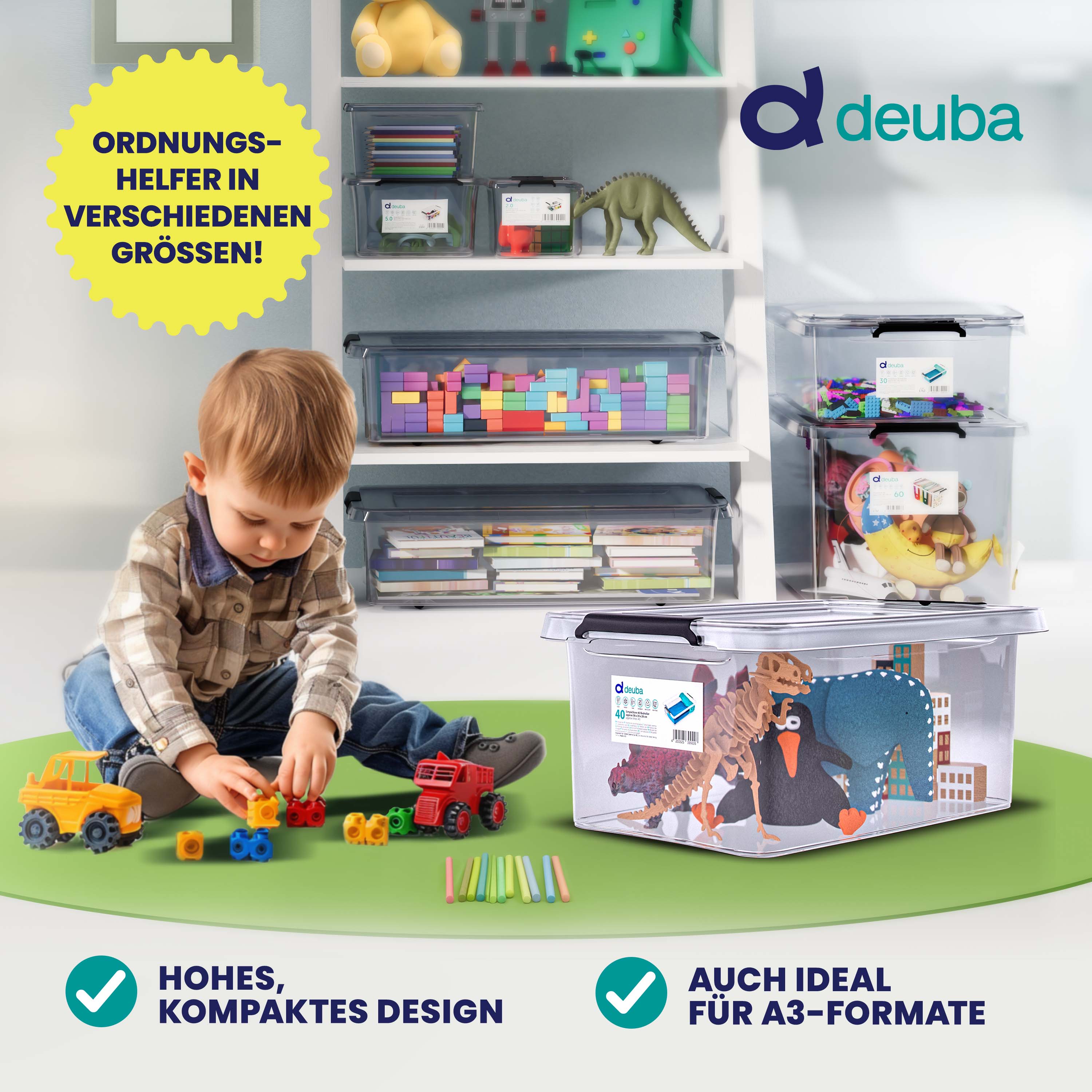 Deuba Aufbewahrungsbox 58x39x26cm 40L transparent stapelbar BPA-frei – Bild 2