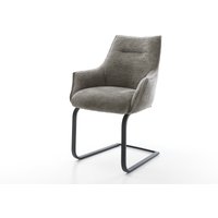Freischwinger Alja-Flex mit Armlehnen Bouclé Soft Schlamm Freischwinger flach Schwarz Taschenfederkern