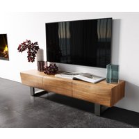 Lowboard New Live-Edge 145 cm Akazie Natur 3 Türen Kufe Edelstahl gebürstet