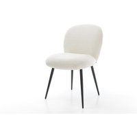 Esszimmerstuhl Nube-Flex Bouclé Soft Beige 4-Fuß konisch Schwarz Taschenfederkern