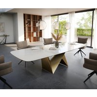 Esstisch Edge Boot 300x120 cm Keramik Onyx Champagne Origami Metallic Gold