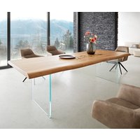 DELIFE Edge Esstisch Akazie Glas