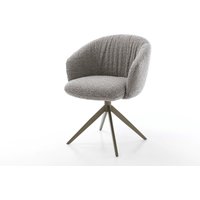 Drehstuhl Caja-Flex mit Armlehnen Bouclé Silbergrau Kreuzgestell breit Effektfinish Titan 360 drehbar Taschenfederkern