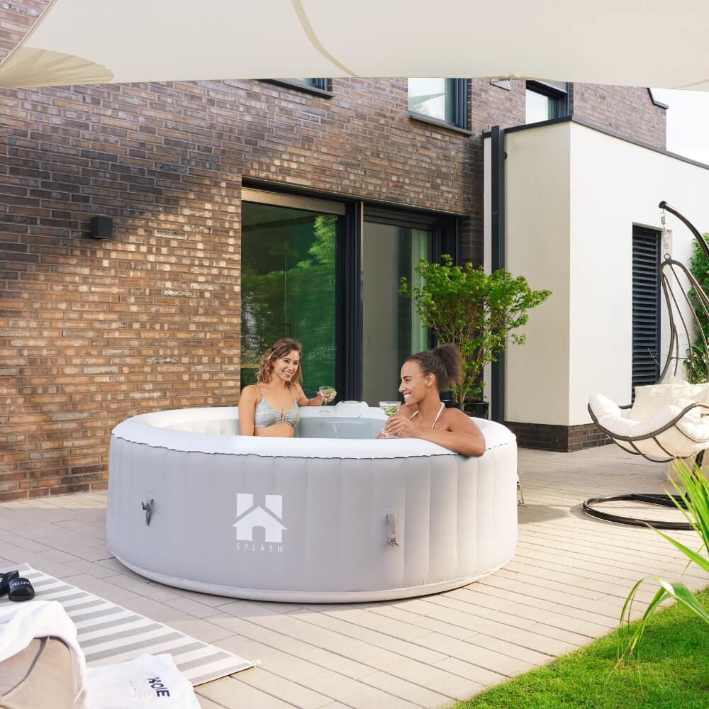 Outdoor Whirlpool aufblasbar SPLASH inkl. Abdeckung - Ø208 cm 6 Personen Uni Grau – Bild 3
