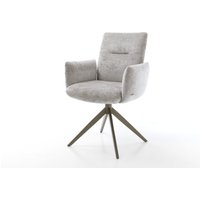 Drehstuhl Jova-Flex mit Armlehnen Chenille Silbergrau Kreuzgestell breit Effektfinish Titan 360 drehbar Wippfunktion Taschenfederkern