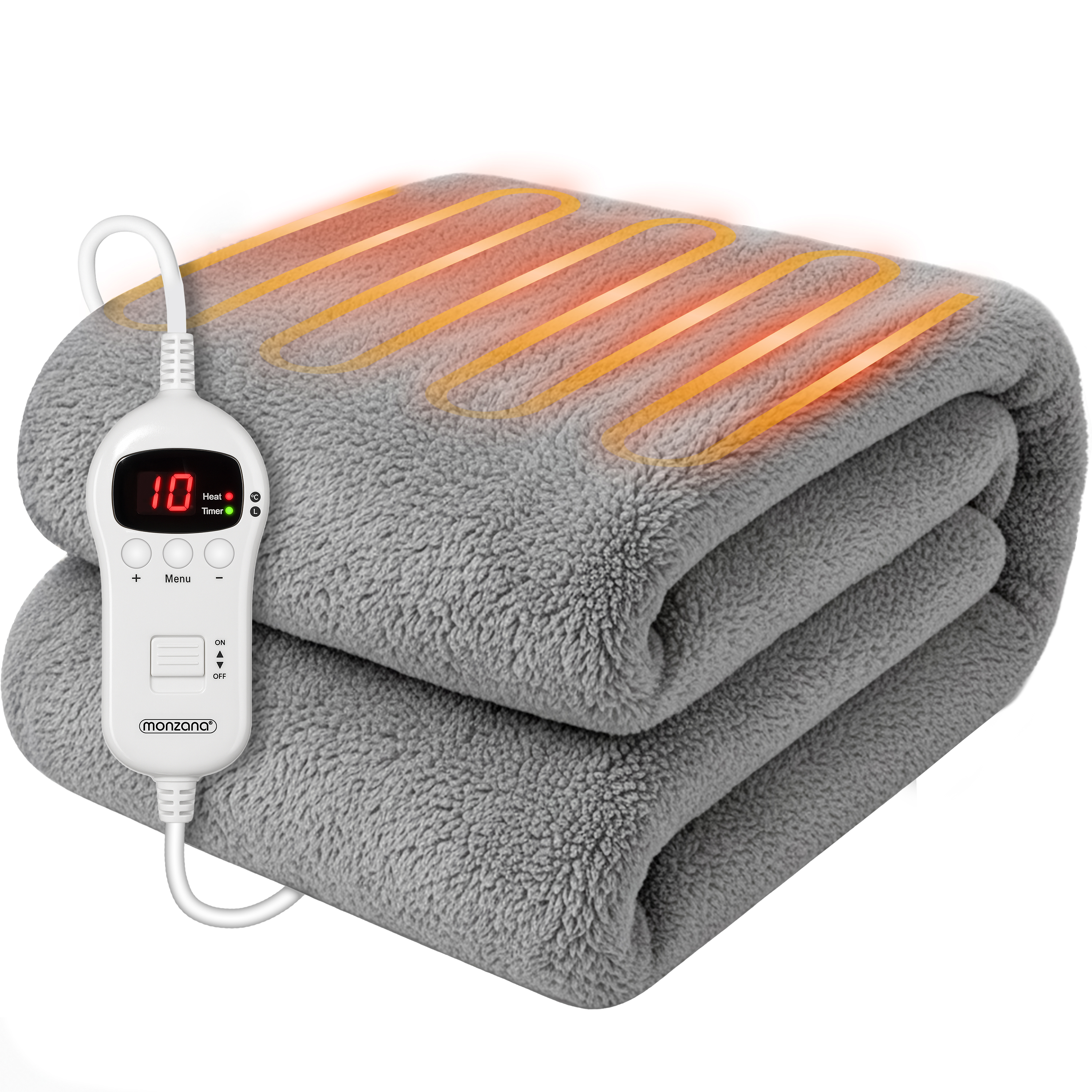 monzana 108663 Heizdecke Fleece Grau – Bild 3