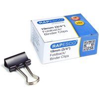 RAPESCO Foldback-Klammern, Breite: 19 mm, schwarz, 10 Stück