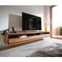 Lowboard Stonegrace 240 cm Akazie Natur 2 Fächer 4 Schubladen Steinfurnier schwebend