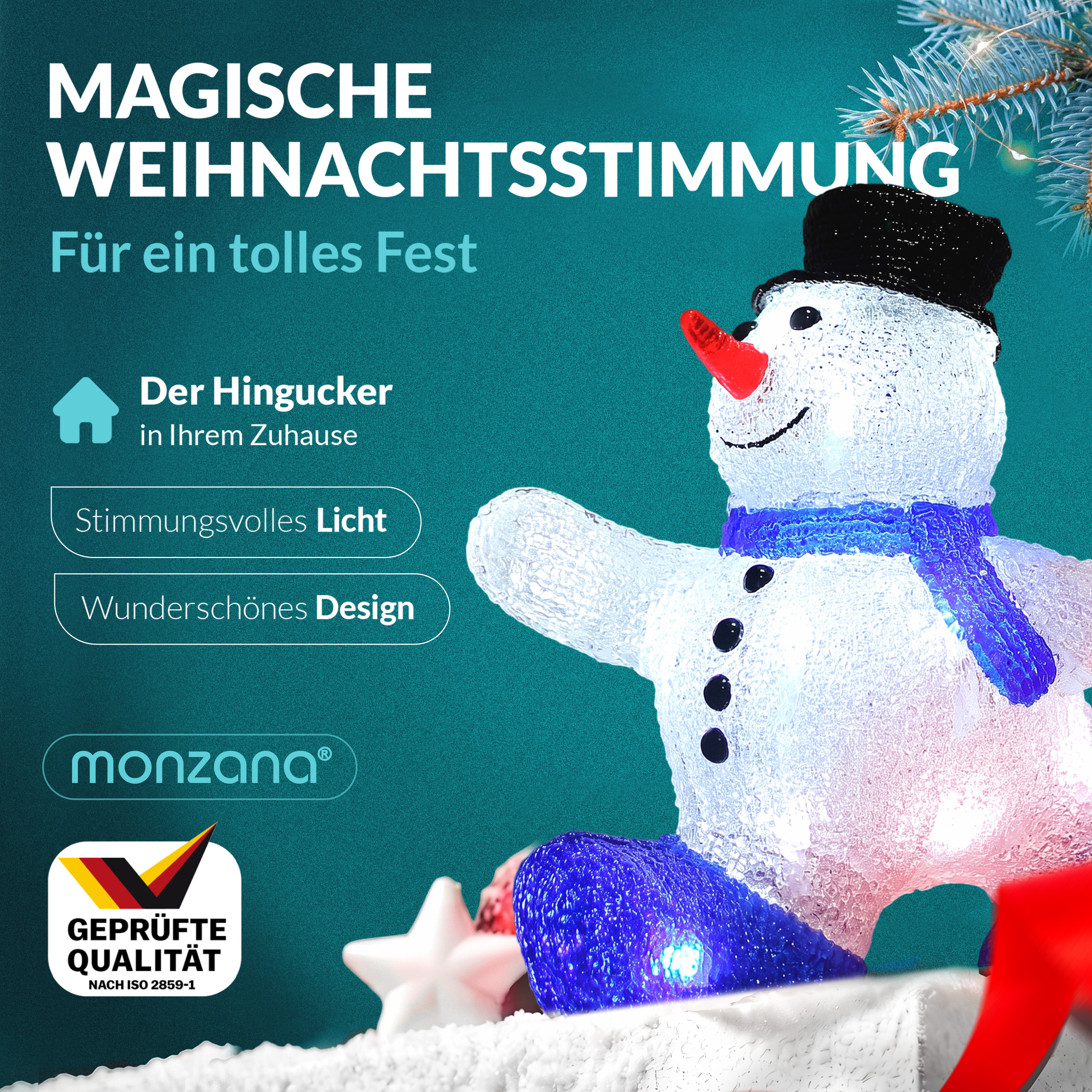 Deuba LED Acryl Figur Weihnachten Schneemann M – Bild 2