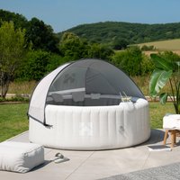 Outdoor Whirlpool inkl. Kissen, Getränkehalter und Sonnendach SPLASH - Ø208 cm 6 Personen Beton – Bild 2
