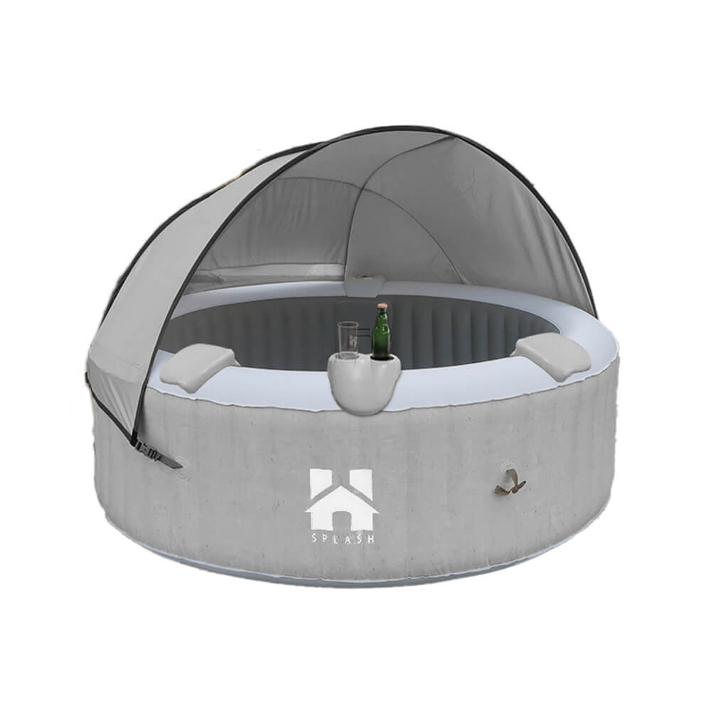 Outdoor Whirlpool inkl. Kissen, Getränkehalter und Sonnendach SPLASH - Ø208 cm 6 Personen Beton – Bild 5