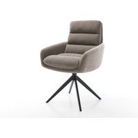 Drehstuhl Abelia-Flex mit Armlehnen Strukturstoff Soft Taupe Kreuzgestell breit Schwarz 360 drehbar Wippfunktion