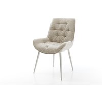 Esszimmerstuhl Taimi-Flex Webstoff Soft Beige 4-Fuß konisch Edelstahl