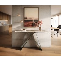 Konsolentisch Edge Boot 140x40 cm Keramik Minas Melange Weiß-Beige Velio Metall Effektfinish Titan