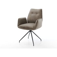 Esszimmerstuhl Zoa-Flex Mikrofaser Taupe Vintage Kreuzgestell konisch Schwarz Taschenfederkern