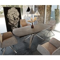 Esstisch Carlow 130/200x95 cm Keramik Braun Edelstahl ausziehbar – Bild 2