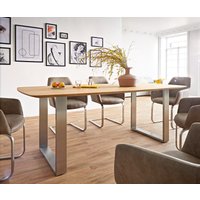DELIFE Edge Esstisch Eiche Edelstahl