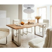 DELIFE Edge Esstisch Akazie Edelstahl