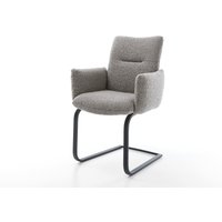 Freischwinger Jova-Flex mit Armlehnen Bouclé Silbergrau Freischwinger flach Schwarz Taschenfederkern