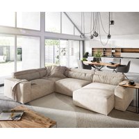 Wohnlandschaft Sirpio 300x210 cm Cord Beige Recamiere variabel