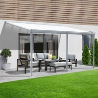 Terrassenüberdachung 557 / 564 x 303 / 300 x 278 / 226 cm Weiß – Bild 2