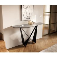 Konsolentisch Edge Polygonal 140x50 cm Keramik Beton Grau Spios Metall Schwarz – Bild 2