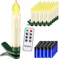 monzana Kabellose Weihnachtsbaumkerzen LED 30er-Set Warmweiß mit Batterien & Fernbedienung
