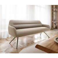 Esszimmerbank Taya-Flex 200 cm Bouclé Schlamm Kreuzgestell kantig Effektfinish Titan Taschenfederkern