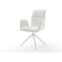 Drehstuhl Vinja-Flex Bouclé Soft Beige Kreuzgestell breit Weiß 360 drehbar Wippfunktion