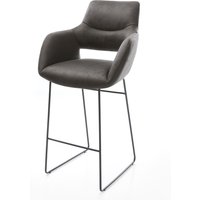 Barstuhl Yago-Flex Mikrofaser Anthrazit Vintage Kufengestell Metall Schwarz Taschenfederkern – Bild 2