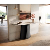 Konsolentisch Edge Boot 140x40 cm Keramik Minas Melange Weiß-Beige Livos Metall Schwarz – Bild 2