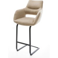 Barstuhl Yago-Flex Mikrofaser Beige Vintage Freischwinger Flach Metall Schwarz Taschenfederkern – Bild 2