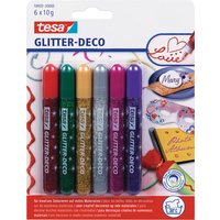 tesa Glitzerkleber, Glitter Deko, Tube, Inhalt: 6 x 10 g