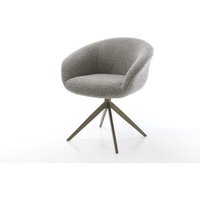 Drehstuhl Vinka-Flex mit Armlehnen Bouclé Silbergrau Kreuzgestell breit Effektfinish Titan 360 drehbar Wippfunktion Taschenfederkern