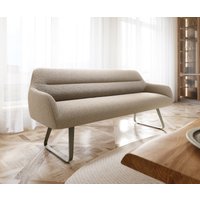 Esszimmerbank Taya-Flex 200 cm Bouclé Schlamm Kufengestell flach Effektfinish Titan Taschenfederkern