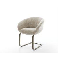 Freischwinger Vinka-Flex mit Armlehnen Webstoff Soft Beige Freischwinger flach Effektfinish Titan Taschenfederkern