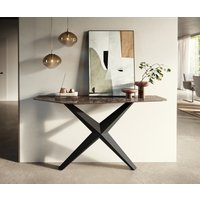 Konsolentisch Edge Polygonal 140x50 cm Keramik Emperador Extra Lucidato Dunkelbraun Zentharo Metall Schwarz