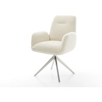 Drehstuhl Zoa-Flex Teddystoff Beige Kreuzgestell breit Edelstahl 360 drehbar Wippfunktion Taschenfederkern